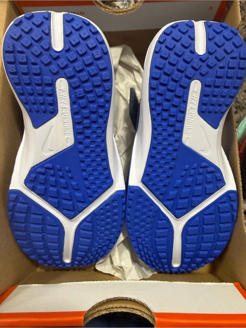 Nike Kids Gray and Blue Velcro Sneakers with White Swoosh